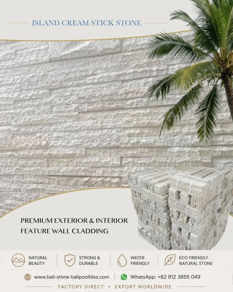 Island Cream Stick Stone Wall Cladding - Bali Stone Supplier