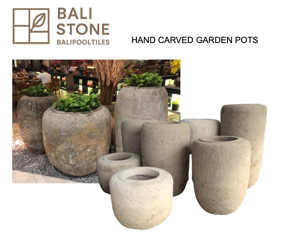 Hand carved antique garden pots